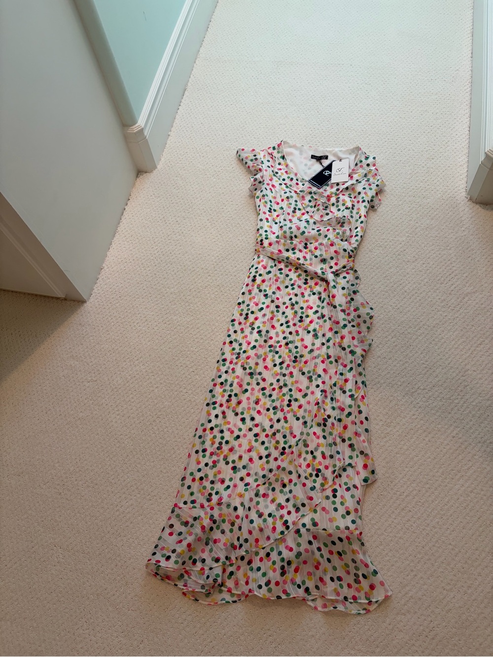 SMASHED LEMON Polka Dot Wrap Maxi Dress - Multicolor Metallic Women’s 6 NWT NEW